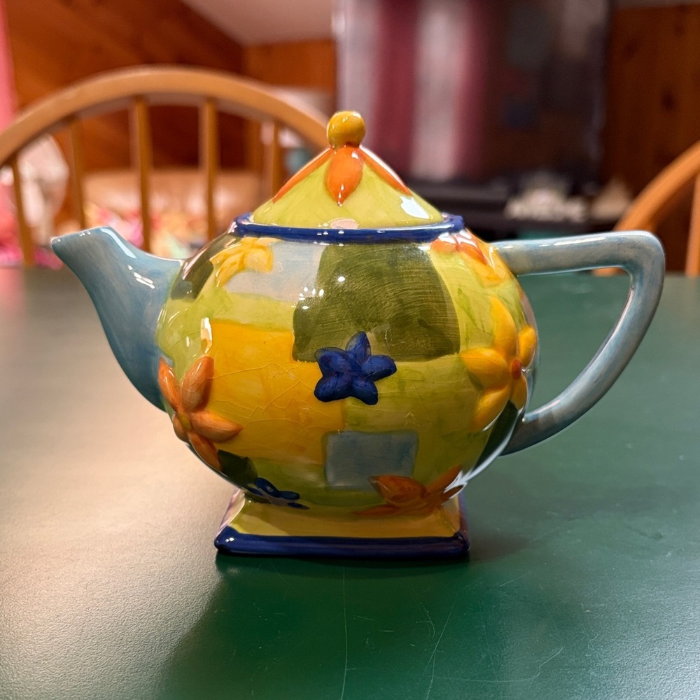 Oneida Colorful Hand Painted Floral Ceramic Teapot